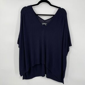 Anthropologie Navy Blue Poncho Sweater. Linen Blend